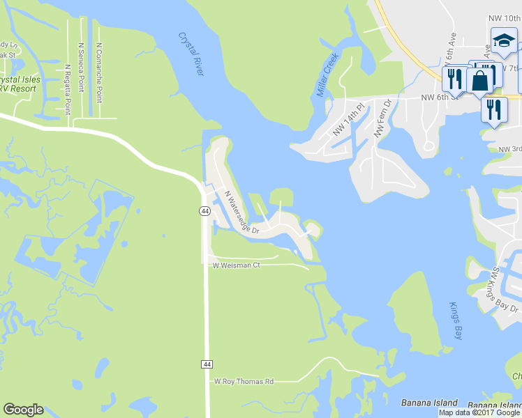 map of restaurants, bars, coffee shops, grocery stores, and more near 2250 North Kings Cove Point in Crystal River
