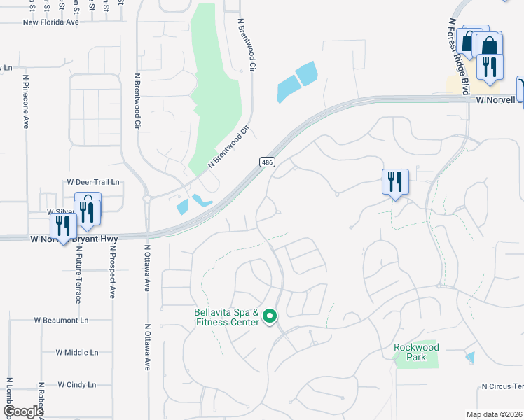 map of restaurants, bars, coffee shops, grocery stores, and more near 1648 West Skyview Crossing Drive in Hernando