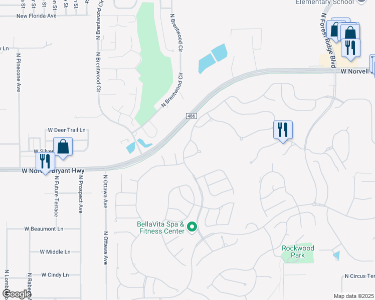 map of restaurants, bars, coffee shops, grocery stores, and more near 1648 West Skyview Crossing Drive in Hernando