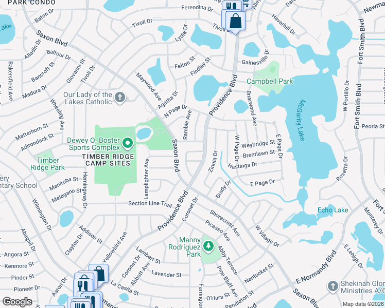 map of restaurants, bars, coffee shops, grocery stores, and more near 1090 Wakefield Circle in Deltona
