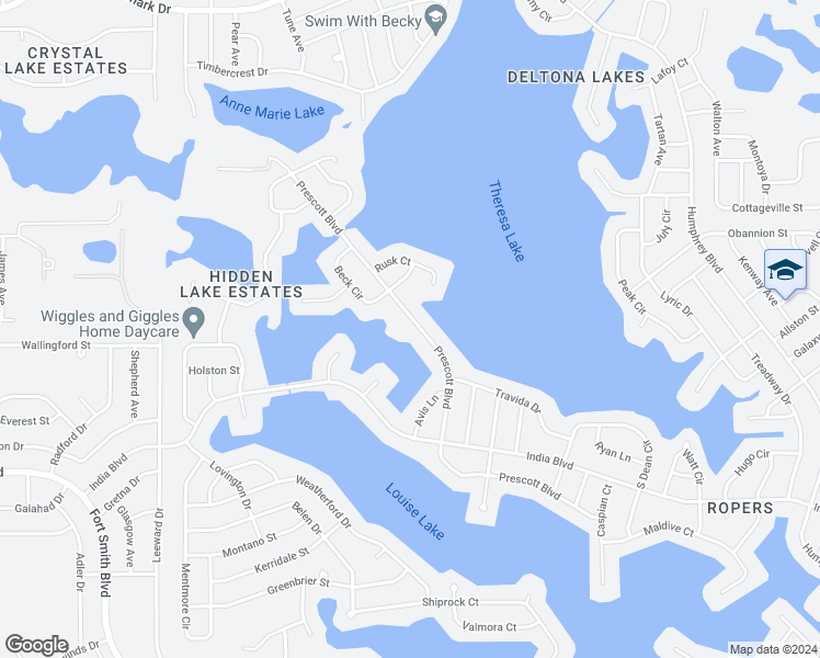 map of restaurants, bars, coffee shops, grocery stores, and more near 1096 Prescott Boulevard in Deltona