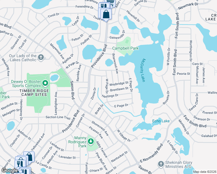 map of restaurants, bars, coffee shops, grocery stores, and more near 1131 West Page Drive in Deltona