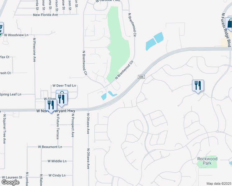 map of restaurants, bars, coffee shops, grocery stores, and more near 2015 North Brentwood Circle in Lecanto