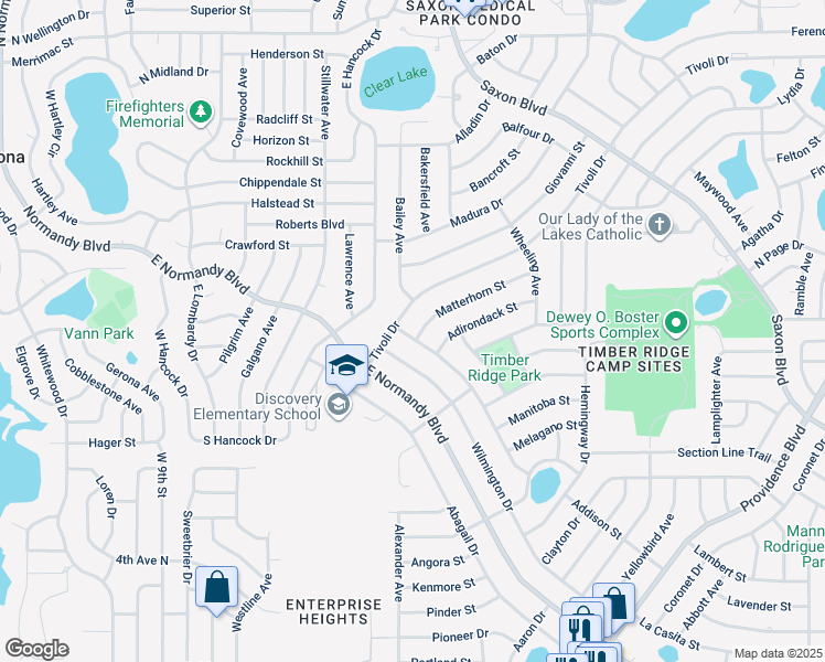 map of restaurants, bars, coffee shops, grocery stores, and more near 1000 Matterhorn Street in Deltona