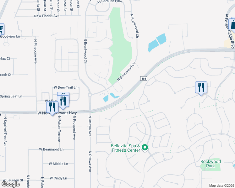map of restaurants, bars, coffee shops, grocery stores, and more near 2015 North Brentwood Circle in Lecanto