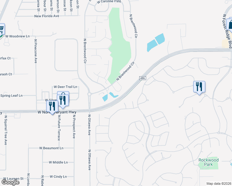 map of restaurants, bars, coffee shops, grocery stores, and more near 2015 North Brentwood Circle in Lecanto
