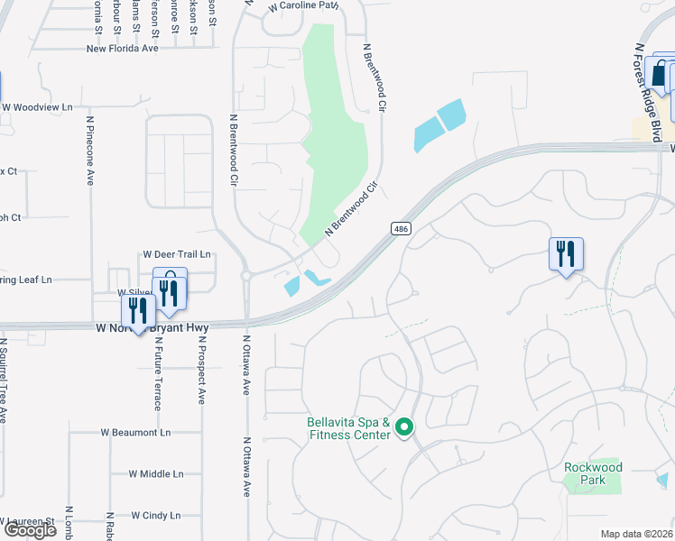map of restaurants, bars, coffee shops, grocery stores, and more near 2015 North Brentwood Circle in Lecanto