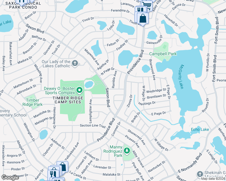 map of restaurants, bars, coffee shops, grocery stores, and more near 1090 Wakefield Circle in Deltona