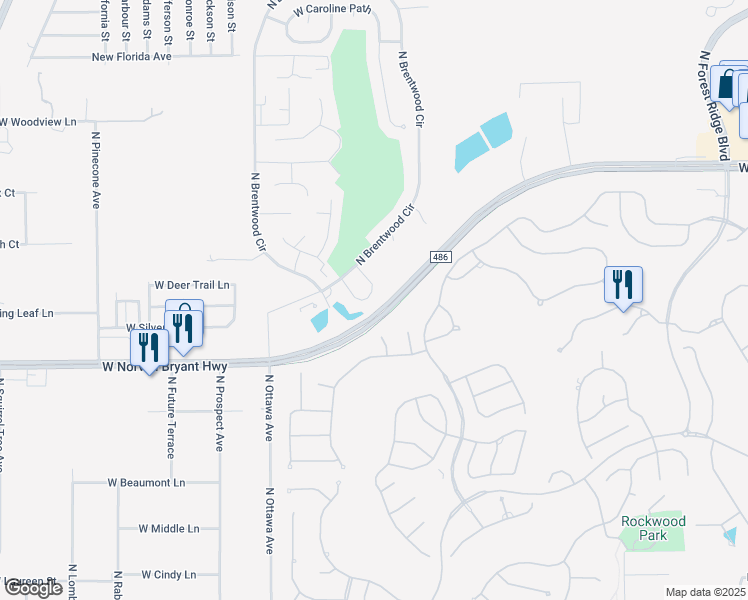 map of restaurants, bars, coffee shops, grocery stores, and more near 1638 West Spring Meadow Loop in Lecanto