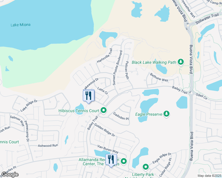 map of restaurants, bars, coffee shops, grocery stores, and more near 1587 Bermuda Place in The Villages
