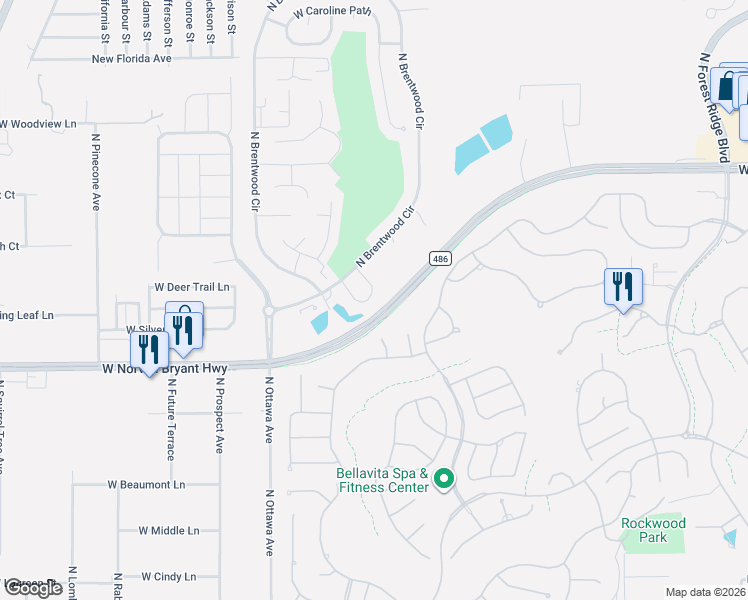 map of restaurants, bars, coffee shops, grocery stores, and more near 2015 North Brentwood Circle in Lecanto