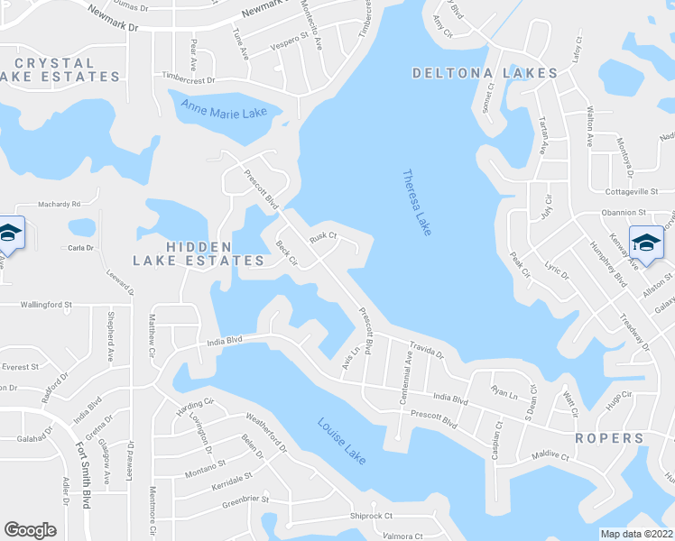 map of restaurants, bars, coffee shops, grocery stores, and more near 1109 Prescott Boulevard in Deltona
