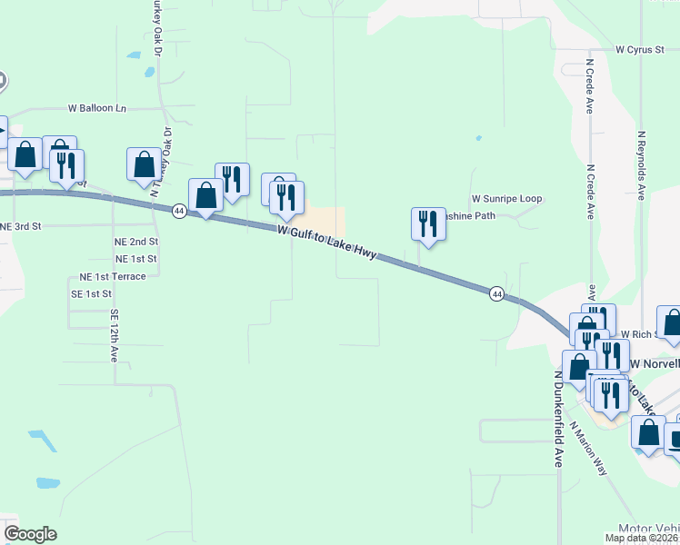 map of restaurants, bars, coffee shops, grocery stores, and more near 2271 North Pennsylvania Avenue in Crystal River