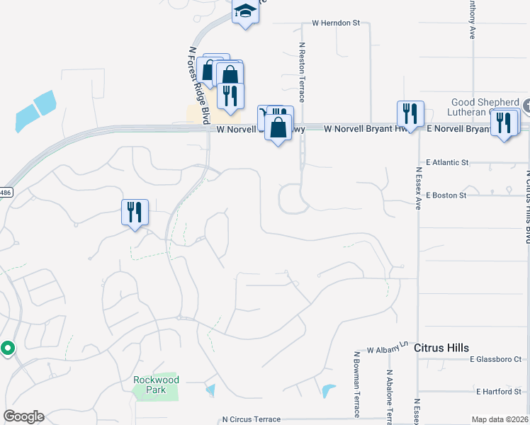 map of restaurants, bars, coffee shops, grocery stores, and more near 428 West Cobblestone Loop in Hernando