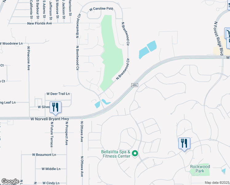map of restaurants, bars, coffee shops, grocery stores, and more near 2916 North Brentwood Circle in Lecanto