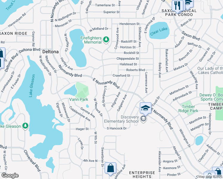 map of restaurants, bars, coffee shops, grocery stores, and more near 1187 Malone Court in Deltona
