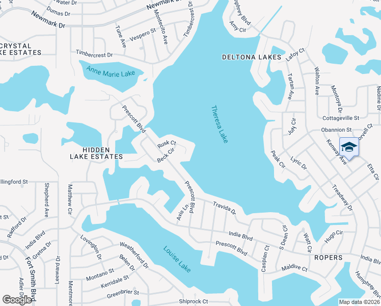 map of restaurants, bars, coffee shops, grocery stores, and more near 2540 Rusk Court in Deltona