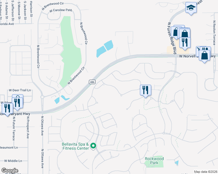map of restaurants, bars, coffee shops, grocery stores, and more near 1370 West Diamond Shore Loop in Hernando