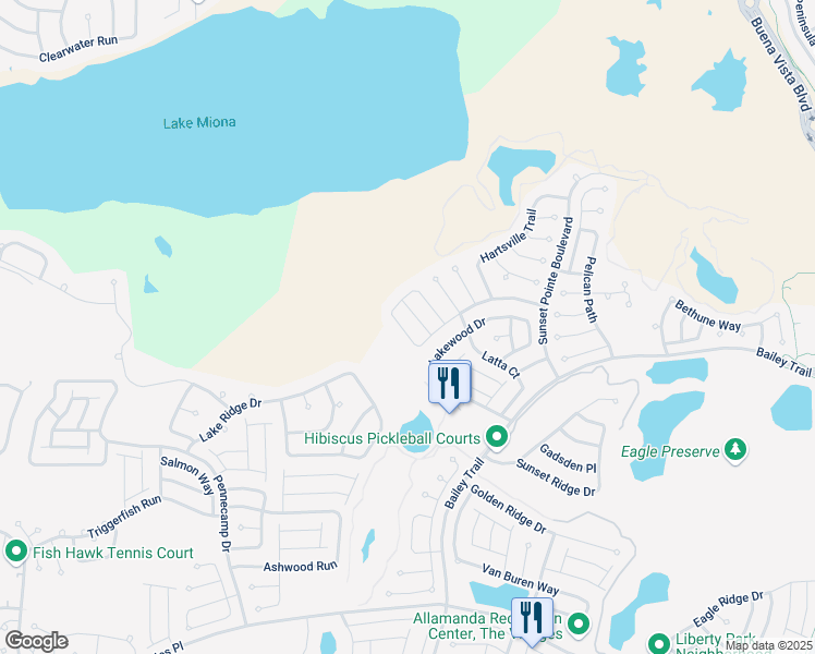 map of restaurants, bars, coffee shops, grocery stores, and more near 1775 Blythewood Loop in The Villages