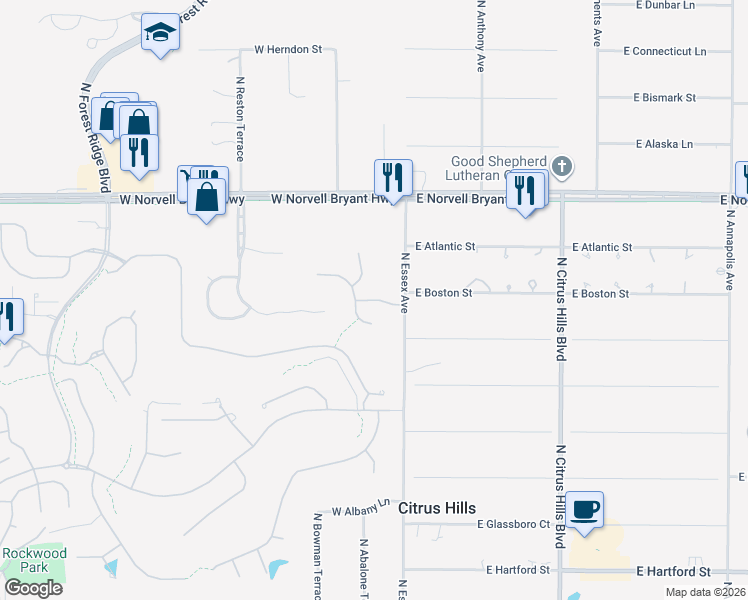 map of restaurants, bars, coffee shops, grocery stores, and more near 49 West Glen Arbor Lane in Hernando