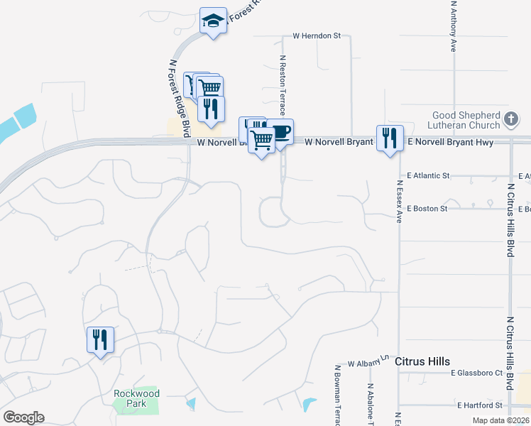 map of restaurants, bars, coffee shops, grocery stores, and more near 375 West Cobblestone Loop in Hernando