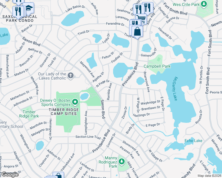 map of restaurants, bars, coffee shops, grocery stores, and more near 1187 Ramble Avenue in Deltona