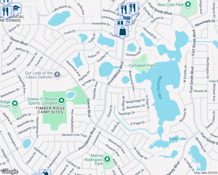 map of restaurants, bars, coffee shops, grocery stores, and more near 1580 Clearfield Street in Deltona