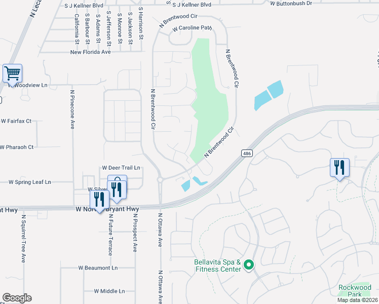 map of restaurants, bars, coffee shops, grocery stores, and more near 2295 North Andrea Point in Lecanto
