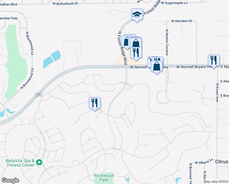 map of restaurants, bars, coffee shops, grocery stores, and more near 852 West Silver Meadow Loop in Hernando