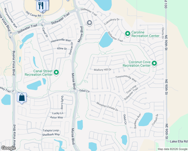 map of restaurants, bars, coffee shops, grocery stores, and more near 676 Mallory Hill Drive in The Villages