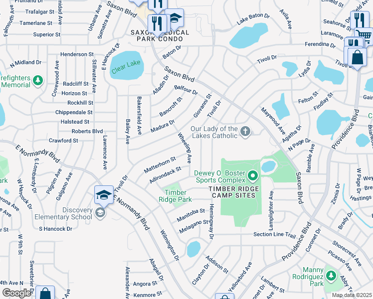 map of restaurants, bars, coffee shops, grocery stores, and more near 1240 Wheeling Avenue in Deltona