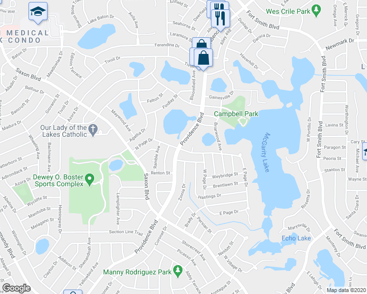 map of restaurants, bars, coffee shops, grocery stores, and more near 1570 North Page Drive in Deltona
