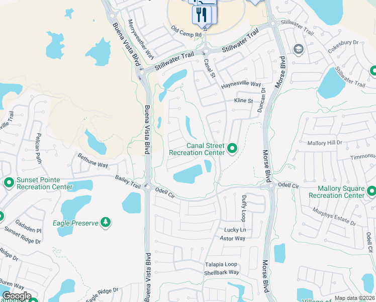 map of restaurants, bars, coffee shops, grocery stores, and more near 1551 Loris Loop in The Villages