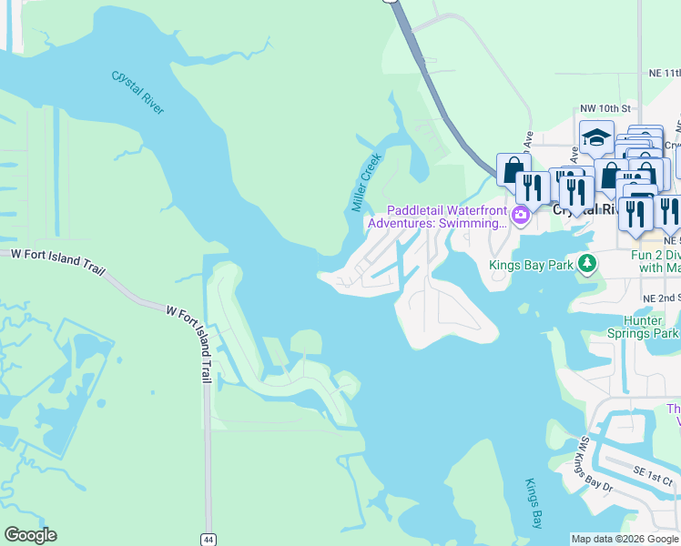 map of restaurants, bars, coffee shops, grocery stores, and more near 420 Northwest 14th Place in Crystal River