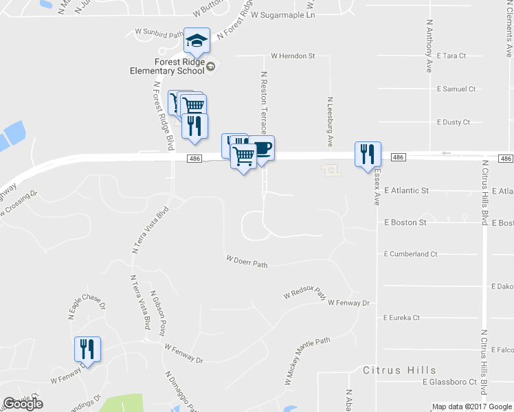 map of restaurants, bars, coffee shops, grocery stores, and more near 488 West Cobblestone Loop in Hernando