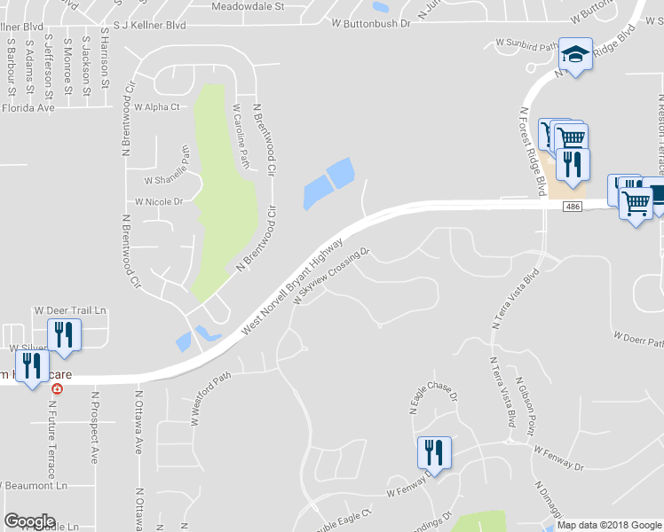 map of restaurants, bars, coffee shops, grocery stores, and more near 1347 West Skyview Crossing Drive in Hernando