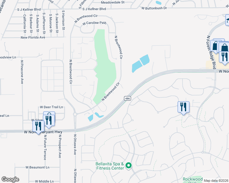 map of restaurants, bars, coffee shops, grocery stores, and more near 1601 West Sweet Oak Court in Lecanto
