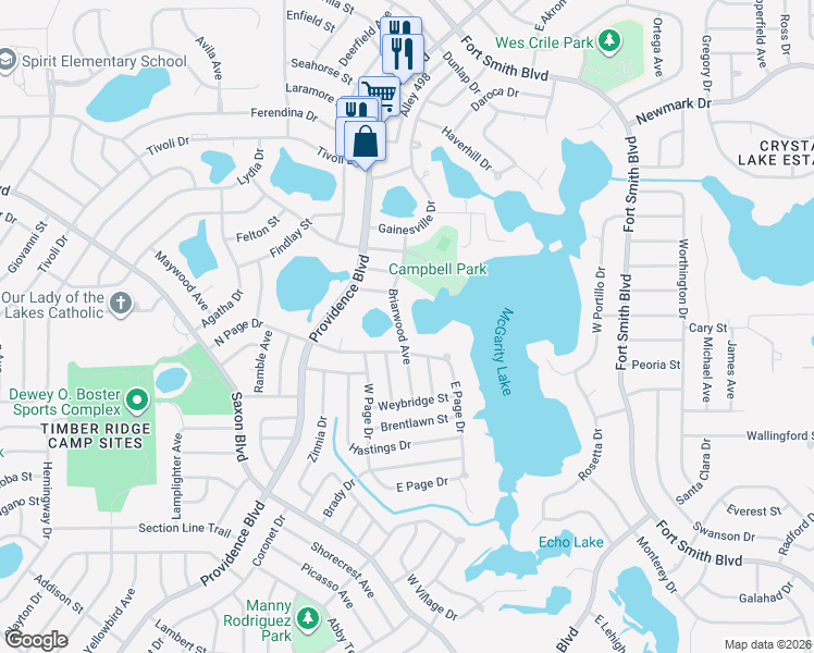 map of restaurants, bars, coffee shops, grocery stores, and more near 1235 Briarwood Avenue in Deltona
