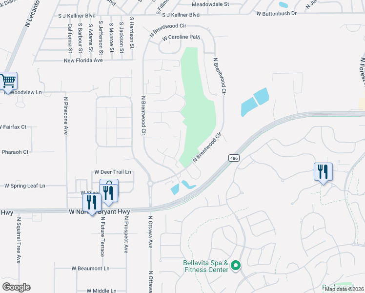 map of restaurants, bars, coffee shops, grocery stores, and more near 2356 North Andrea Point in Lecanto