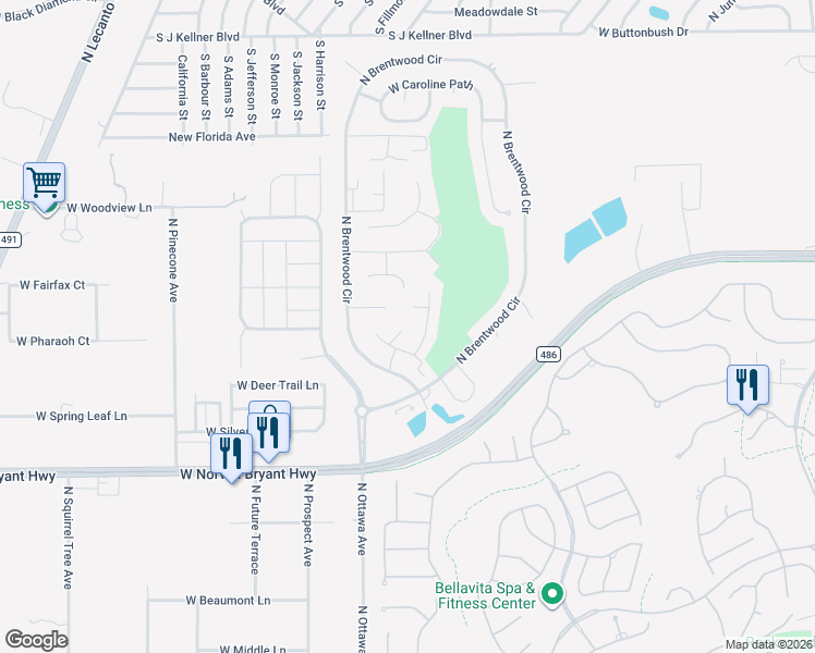 map of restaurants, bars, coffee shops, grocery stores, and more near 2356 North Andrea Point in Lecanto