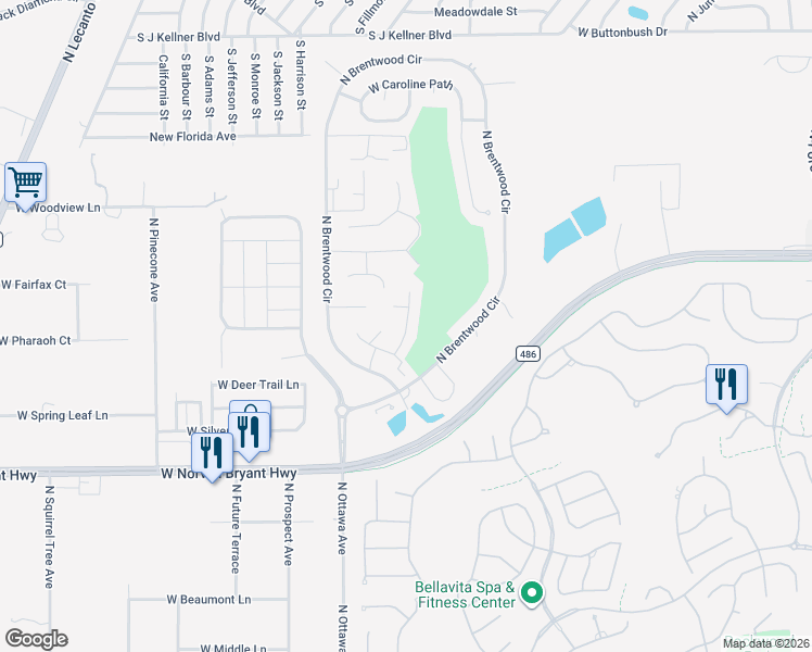 map of restaurants, bars, coffee shops, grocery stores, and more near 2356 North Andrea Point in Lecanto