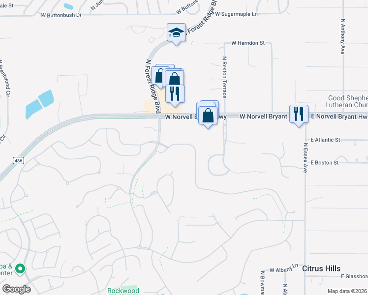 map of restaurants, bars, coffee shops, grocery stores, and more near 656 West Doerr Path in Hernando