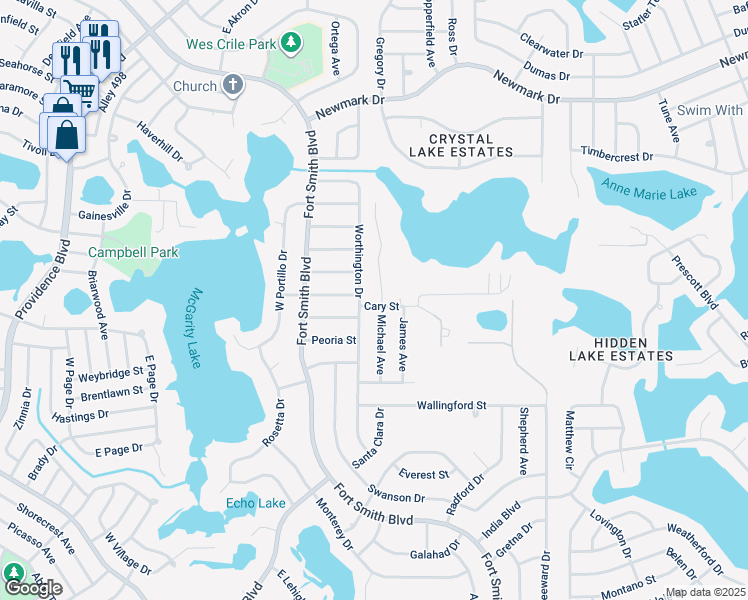 map of restaurants, bars, coffee shops, grocery stores, and more near 1998 Cary Street in Deltona