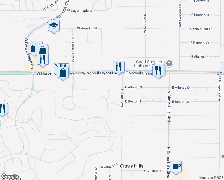 map of restaurants, bars, coffee shops, grocery stores, and more near 49 West Glen Arbor Lane in Hernando