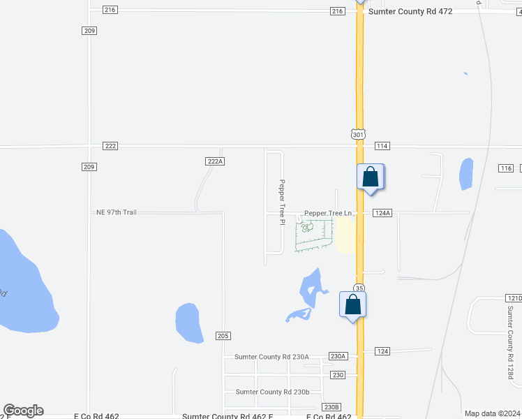 map of restaurants, bars, coffee shops, grocery stores, and more near 9752 Pepper Tree Trail in Wildwood