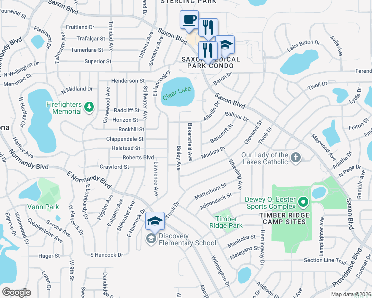 map of restaurants, bars, coffee shops, grocery stores, and more near in Deltona
