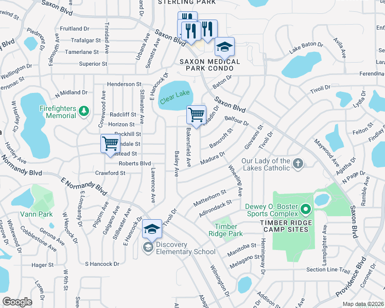 map of restaurants, bars, coffee shops, grocery stores, and more near 1290 Babcock Avenue in Deltona