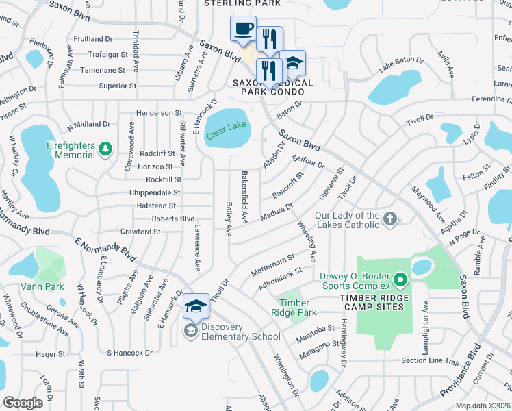 map of restaurants, bars, coffee shops, grocery stores, and more near 1290 Babcock Avenue in Deltona