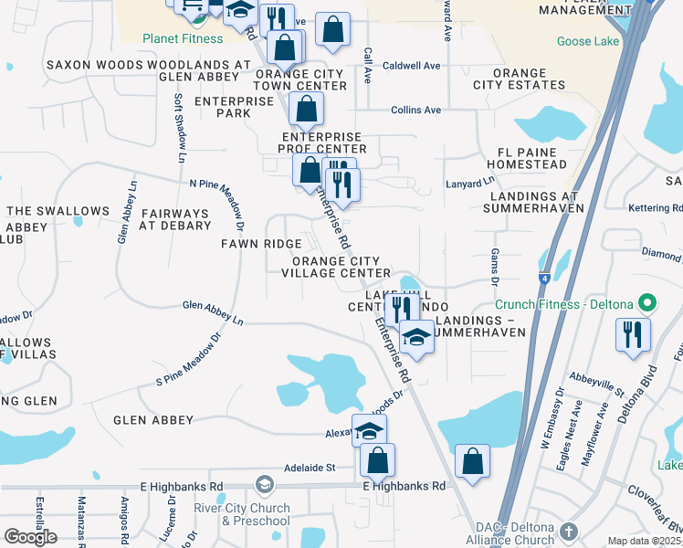 map of restaurants, bars, coffee shops, grocery stores, and more near 2884 Wellness Avenue in Orange City