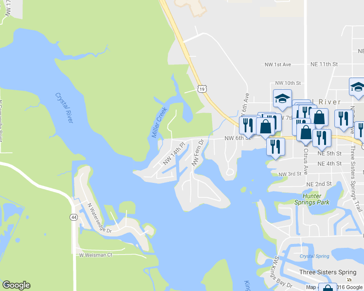 map of restaurants, bars, coffee shops, grocery stores, and more near 571 Northwest 14th Place in Crystal River